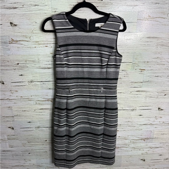 Calvin Klein gray striped sheath career dress size 4 - Picture 1 of 6